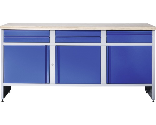 Werkbank Industrial B 3.2 1770 x 880 x 700 mm 3 Türen 5 Schubladen grau/blau-0