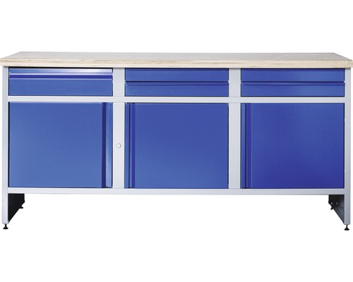 Werkbank Industrial B 3.0 1770 x 880 x 700 mm 3 Türen 5 Schubladen grau/blau-0