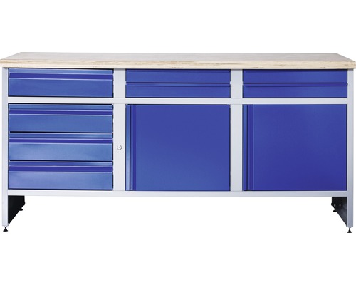 Werkbank Industrial B 5.2 1770 x 880 x 700 mm 2 Türen 7 Schubladen 1 Schublade grau/blau-0