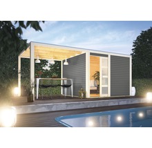 Gartenhaus Karibu Carlson 2 mit Schleppdach und selbstklebender Dachfolie 512 x 276 cm terragrau-thumb-0