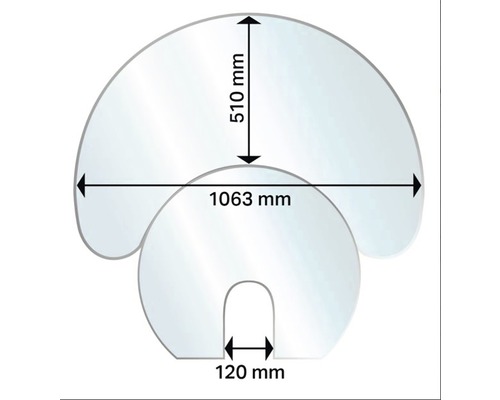Funkenschutzplatte Aduro Glas halbrund 106,3x101,5 cm