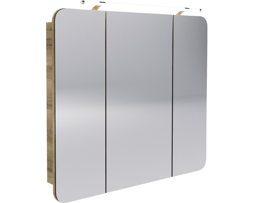 LED Spiegelschrank FACKELMANN Milano 90x78x15,5 cm Ast-Eiche 3 Türen