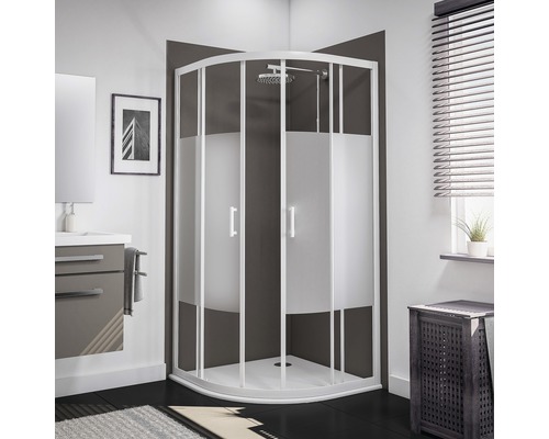 Runddusche Schulte ExpressPlus Sunny R550 90x90 cm Dekor Dezent Light Profilfarbe alpinweiß