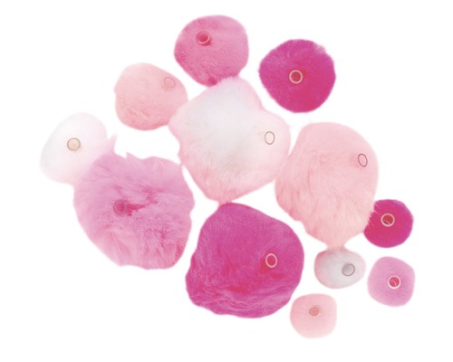 Acryl-Pompons mit Öse rosa Mix ca. 45 Stück