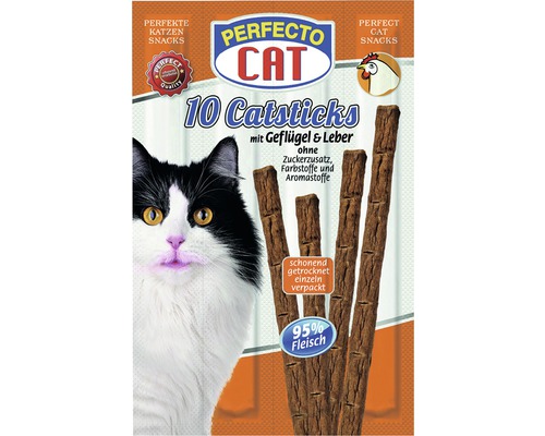 Katzensnack PERFECTO CAT Catsticks Geflügel & Leber 10 Stück-0