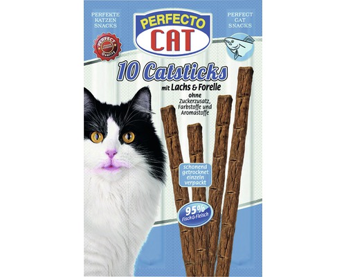 Katzensnack PERFECTO CAT Catsticks Lachs & Forelle 10 Stück