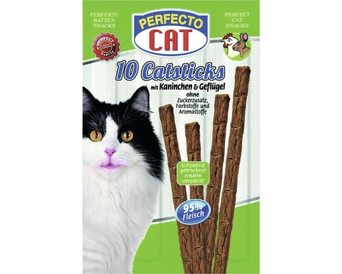 Katzensnack PERFECTO CAT Catsticks Kaninchen & Geflügel 10 Stück-0