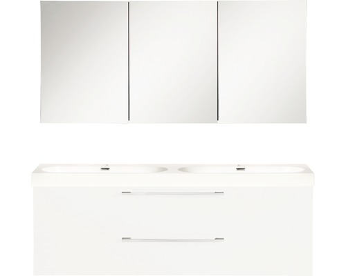 Badmöbel-Set Differnz Somero BxHxT 120 x 170 x 38 cm Frontfarbe weiß hochglanz mit Waschtisch Mineralguss weiß-0