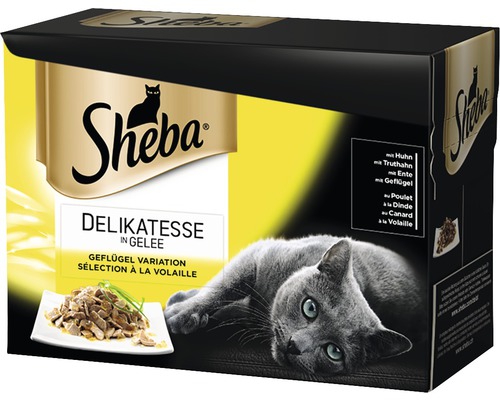 Katzenfutter nass Sheba Delikatesse Gelée Geflügel 12 x 85 g