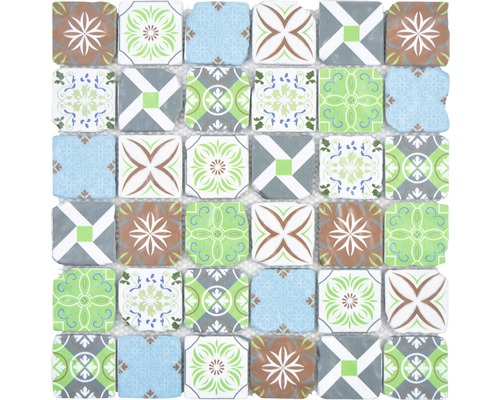 Glasmosaik XCM 8RMC49 30x30 cm Weiß/Braun/Blau