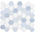 Glasmosaik Emily HX45 Hexagon 32,40x28 cm hellblau