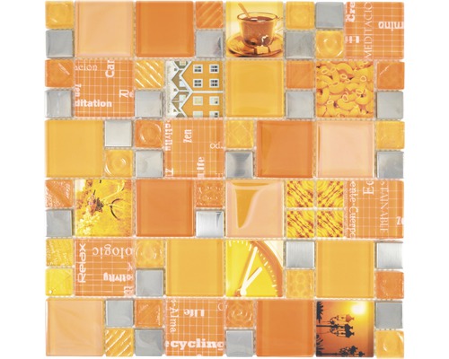 Glasmosaik XCM MC569 Kombination Silver Orange