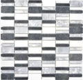 Natursteinmosaik XNM BC449 30x30 cm Schwarz/Weiß/Grau