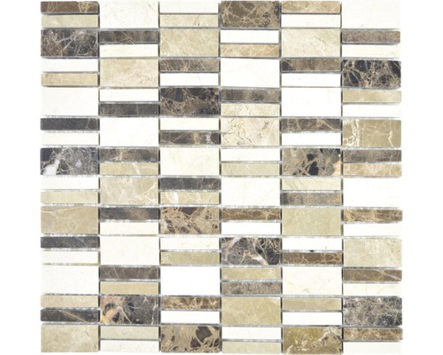 Natursteinmosaik XNM BC459 30x30 cm Beige/Braun