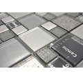 Glasmosaik XCM MC529 29,8x29,8 cm Silber/Grau/Schwarz