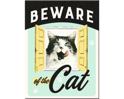 Dekomagnet Beware of the Cat 6x8 cm-0