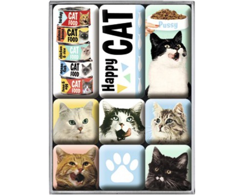 Dekomagnet-Set Happy Cats 7-teilig 9,3x2 cm-0