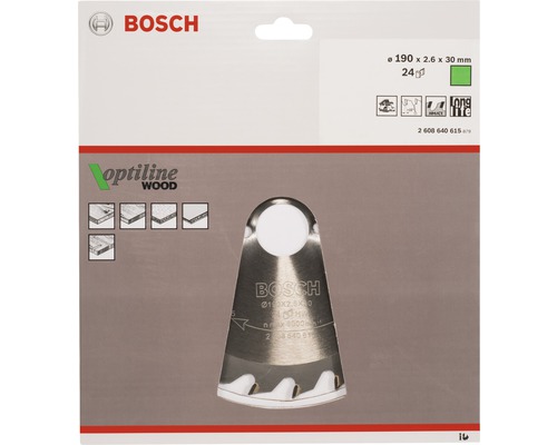 Bosch Ø 190mm Kreissägeblatt für Holz EX SH H30x2,0mm 36 Zähne 