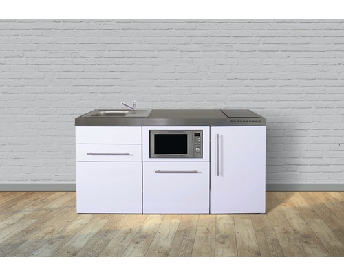 Singleküche Stengel-Küchen Premiumline 170 cm Frontfarbe Weiß Glänzend Korpusfarbe Weiß inkl. Einbaugeräte 1017003068100-0