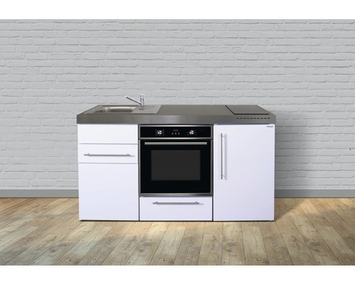 Singleküche Stengel-Küchen Premiumline 160 cm Frontfarbe Weiß Glänzend Korpusfarbe Weiß inkl. Einbaugeräte 1016010664100-0