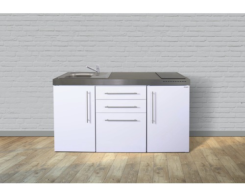Singleküche Stengel-Küchen Premiumline 160 cm Frontfarbe Weiß Glänzend Korpusfarbe Weiß inkl. Einbaugeräte 1016068064100