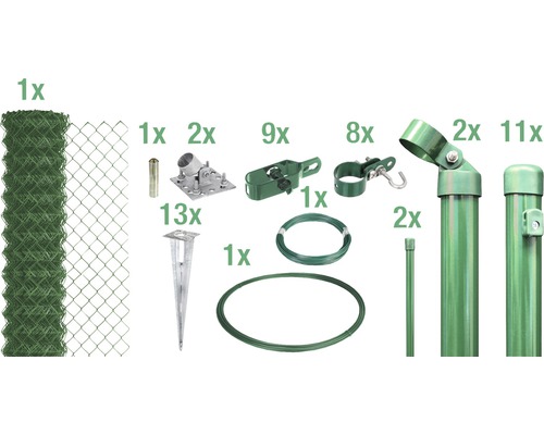 4-Eckgeflecht Set ALBERTS Maschenweite 60 mm zum Aufschrauben 25 x 2 m grün