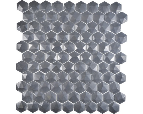 Glasmosaik Arctic 01 Hexagon Eco schwarz 3D 29x30 cm