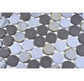 Glasmosaik ROND05 Eco mix schwarz/silber/grau 29x30 cm