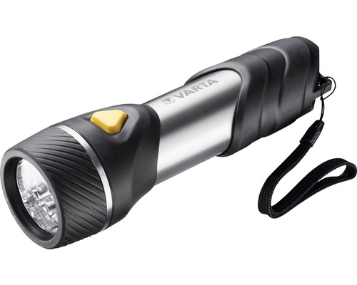 Varta LED Taschenlampe Leuchtweite 32 m 14 LEDs inkl. 2x D Batterien Day Light Multi F30 schwarz/silber