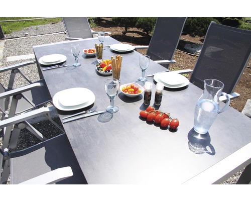 Gartenmöbelset Acamp 6 -Sitzer bestehend aus: Tisch, 6 Stühle Aluminium grau