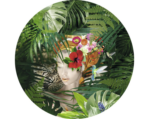 Glasbild rund Jungle Girl Face Ø 20 cm GLR069