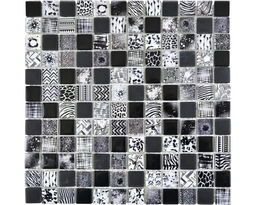 Glasmosaik Quadrat Crystal Mix black-0