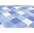 Glasmosaik Quadrat Crystal Mix blau light blue fluoreszierend