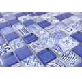 Glasmosaik Quadrat Crystal Mix blue