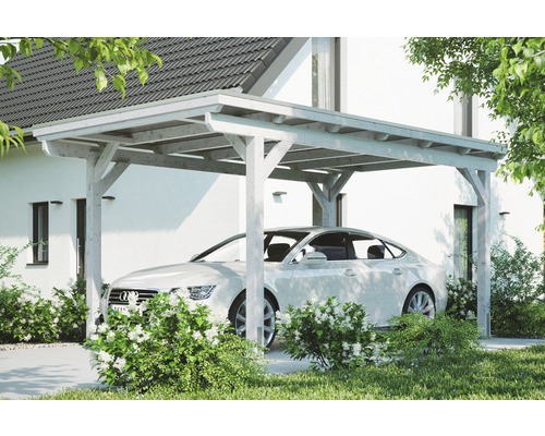 Einzelcarport Konsta Aluminium-Dachplatten inkl. H-Anker 304x500 cm weiß-0