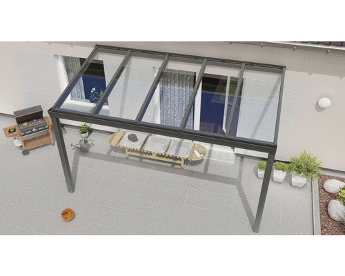 Terrassenüberdachung Expert mit Verbund-Sicherheits-Glas 8 mm 400x250 cm anthrazit