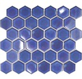 Keramikmosaik HX560 Hexagon Uni kobaltblau glänzend