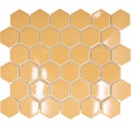 Keramikmosaik HX570 Hexagon Uni ockerorange glänzend