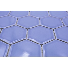 Keramikmosaik HX580 Hexagon Uni hellblau glänzend-thumb-2