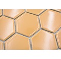 Keramikmosaik HX570 Hexagon Uni ockerorange glänzend