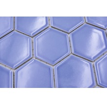 Keramikmosaik HX580 Hexagon Uni hellblau glänzend-thumb-3