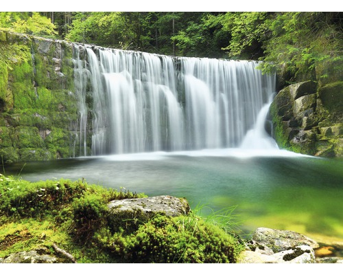 Fototapete Vlies Emerald Lake Waterfalls 350 x 260 cm-0