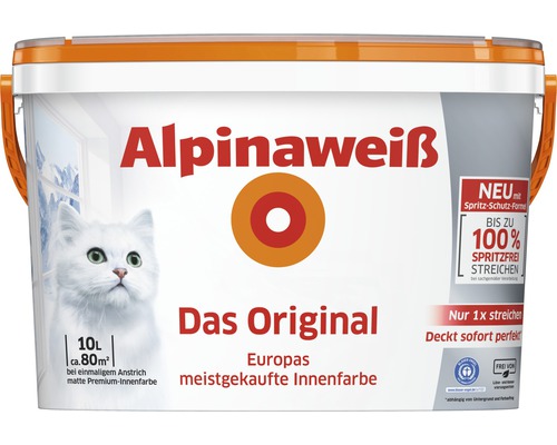 Alpinaweiss Wandfarbe Das Original Spritzfrei 2 5 L Bei Hornbach Kaufen
