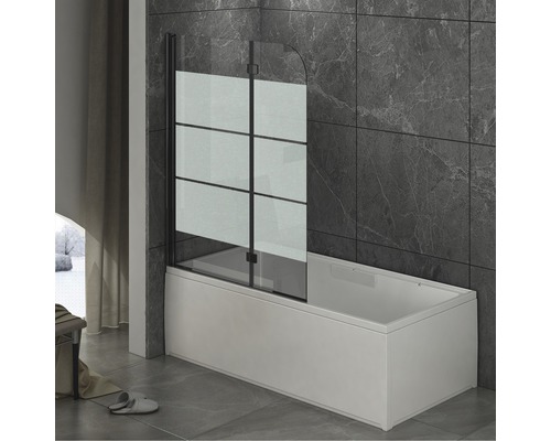 Badewannenaufsatz 2-teilig basano 112 x 142 cm Glasdekor Querstreifen Profilfarbe schwarz-0