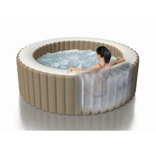 Aufblasbarer Whirlpool Intex Pure Spa 77 128426 Bubble Massage integriertes Kalkschutzsystem 120 Luftdüsen inkl. Thermoabdeckung beige-thumb-5