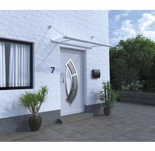 ARON Vordach Pultform Reims VSG 150x100 cm weiß inkl. Regenrinne links geschlossen-thumb-1