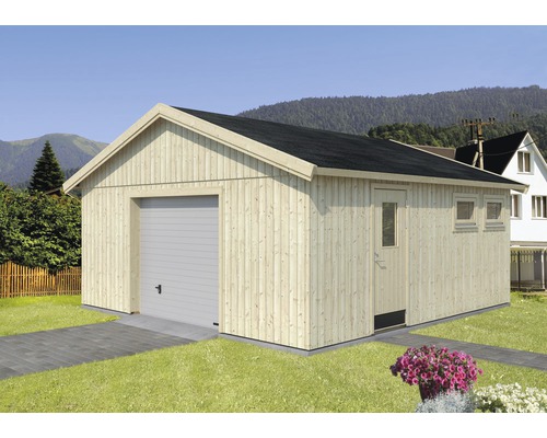 Garage Nordic+ Andre 28,5 m² inkl. Sektionaltor 557 x 576 cm natur