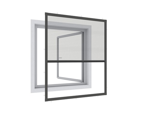 Insektenschutz Plissee EXPERT für Fenster ohne Bohren anthrazit 100x120 cm