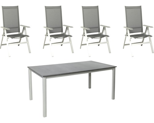Gartenmöbelset Acamp Urban Aluminium 4-Sitzer 5-teilig silber klappbar