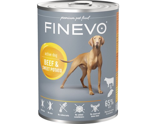 Hundefutter nass FINEVO Active Dog Rind mit Süßkartoffel 400 g